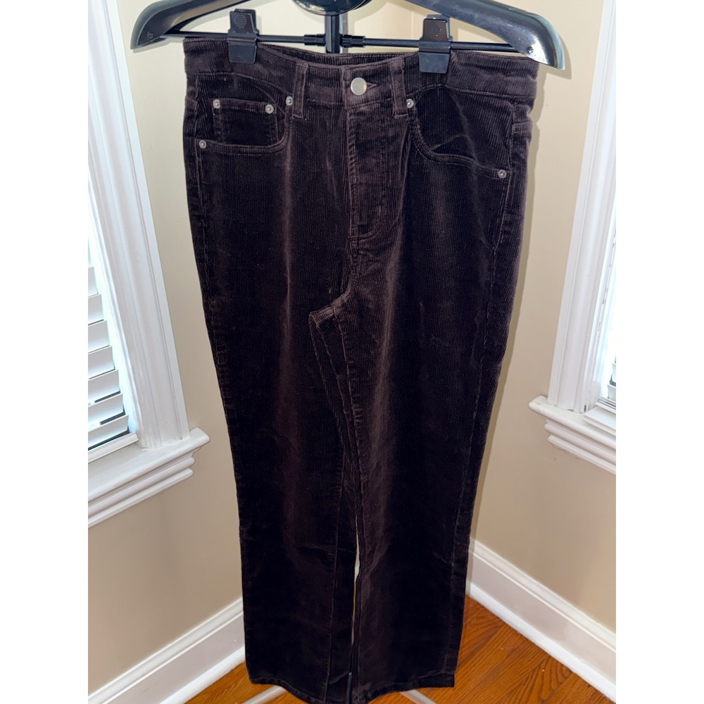 Quince Women Espresso Organic Stretch Corduroy Straight Leg Pants 6 LB79270